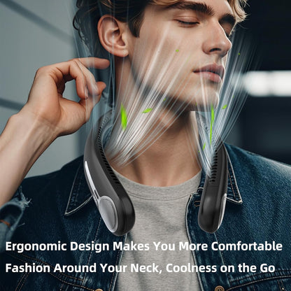 Portable Neck Fan,Hands Free Personal Wearable Bladeless Fan,6000mAh USB Rechargeable,360° Cooling,LED Display,4-Speeds,Birthday Gifts for Men Women Dad Mom,Fathers Day,Mothers Day Gifts (Black)