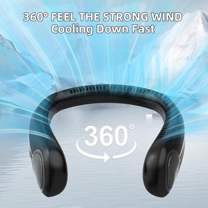 Portable Neck Fan,Hands Free Personal Wearable Bladeless Fan,6000mAh USB Rechargeable,360° Cooling,LED Display,4-Speeds,Birthday Gifts for Men Women Dad Mom,Fathers Day,Mothers Day Gifts (Black)