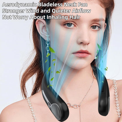 Portable Neck Fan,Hands Free Personal Wearable Bladeless Fan,6000mAh USB Rechargeable,360° Cooling,LED Display,4-Speeds,Birthday Gifts for Men Women Dad Mom,Fathers Day,Mothers Day Gifts (Black)