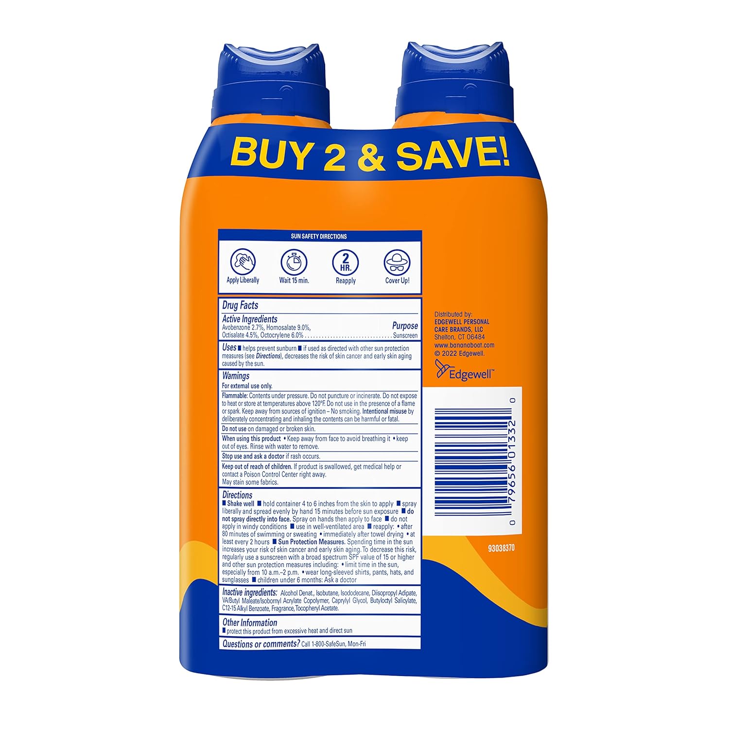 Banana Boat Sport Ultra SPF 50 Sunscreen Spray | Banana Boat Sunscreen Spray SPF 50, Water Resistant, Oxybenzone Free, Sunblock, 6oz each Twin Pack